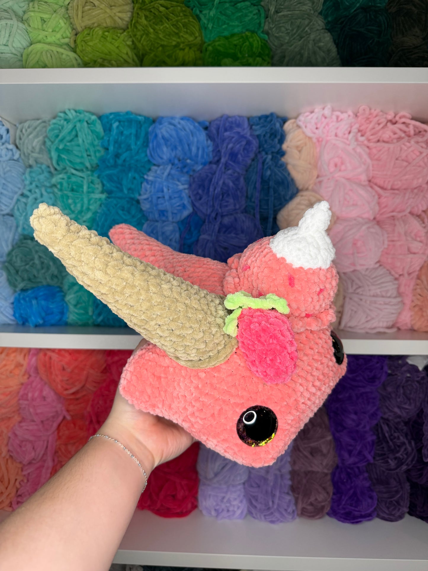 Crochet Strawberry Ice Cream Sundae Stingray