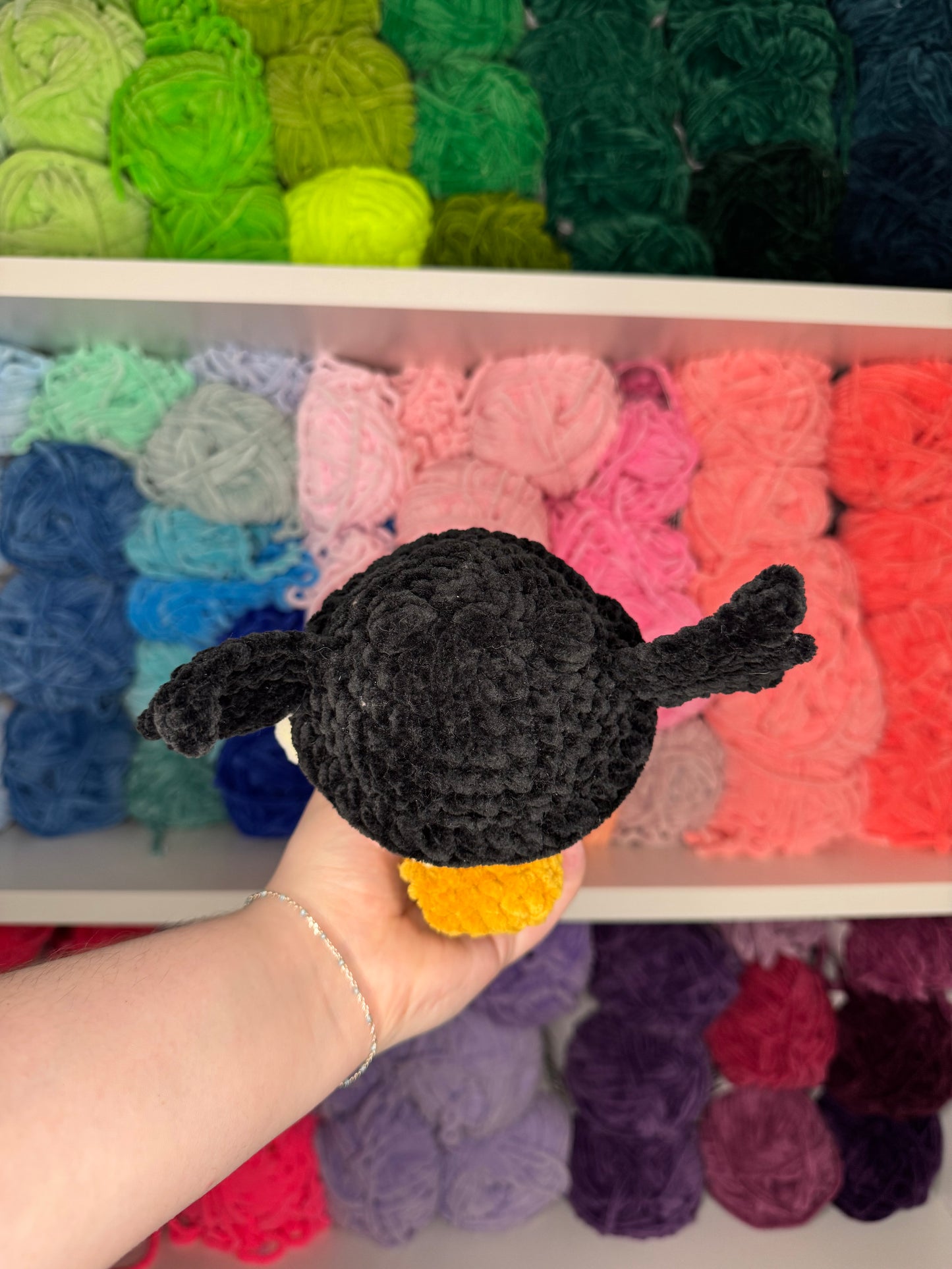 Crochet Duck with Bat Hat