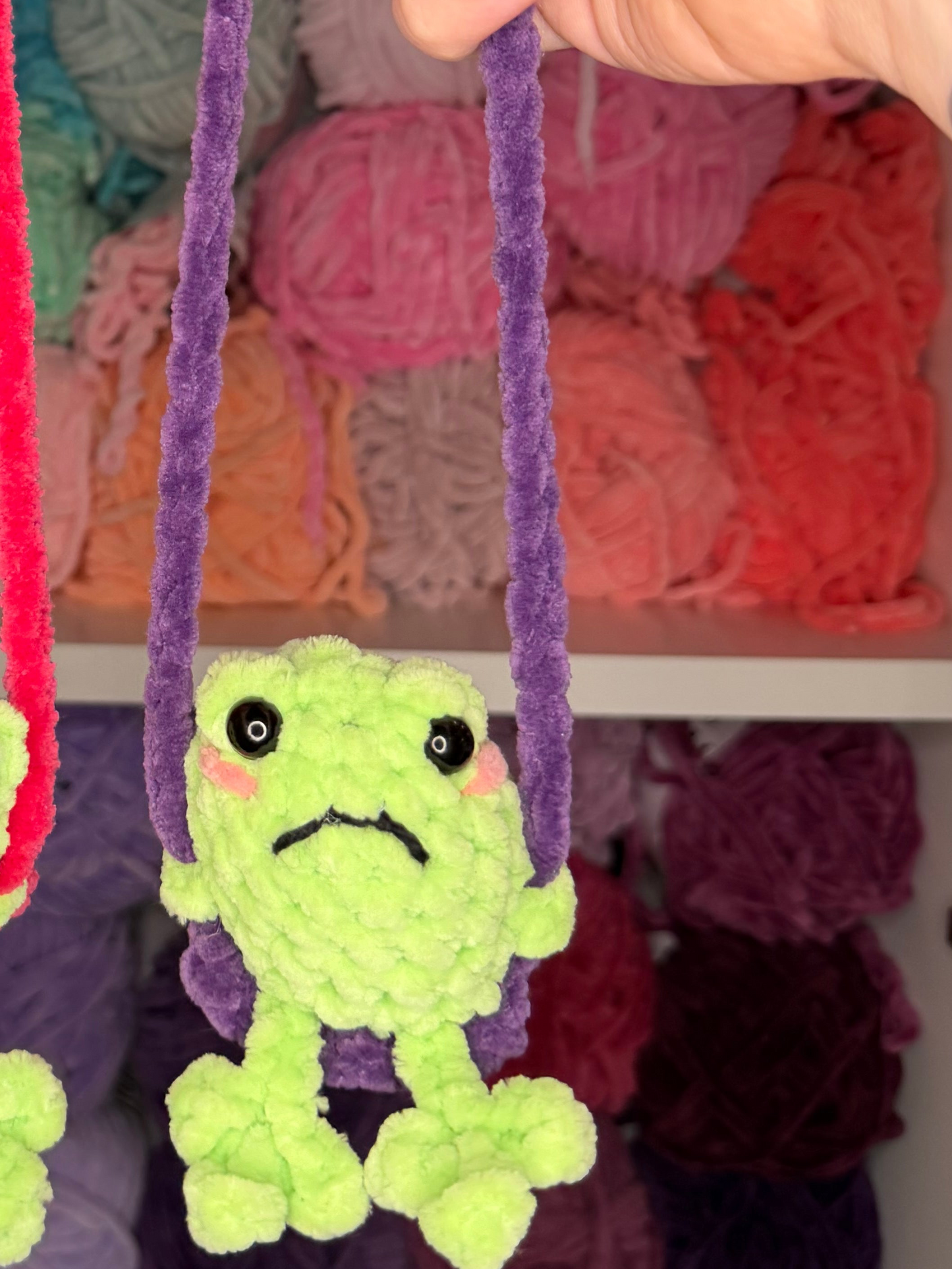 Crochet Leggy Frog Car Hanger