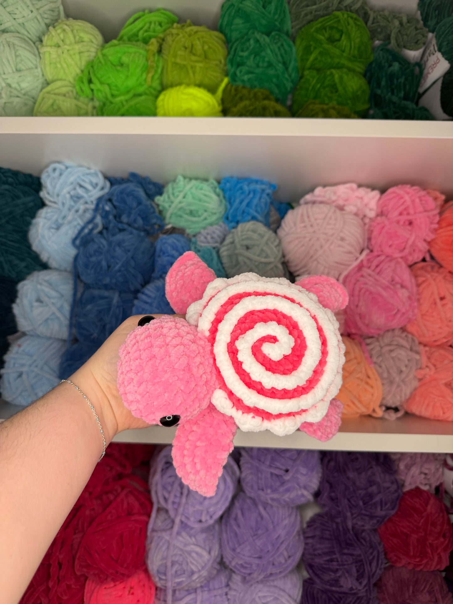 Crochet Pink Cinnamon Roll Turtle