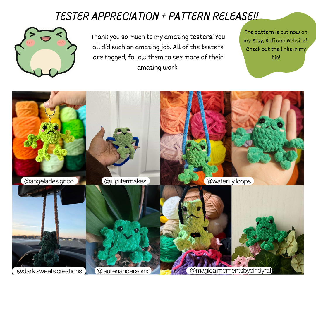 No - Sew Chubby Frog Car Hanger and Keychain PDF PATTERN | Beginner Friendly Crochet Pattern