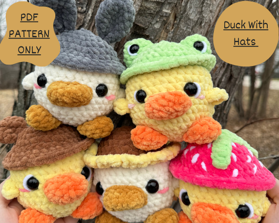 Low-Sew Duck with Hats Crochet PDF PATTERN! | Beginner Friendly Crochet Pattern