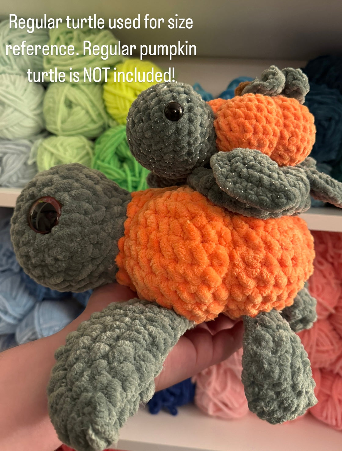 Crochet XL Pumpkin Turtle Plushie