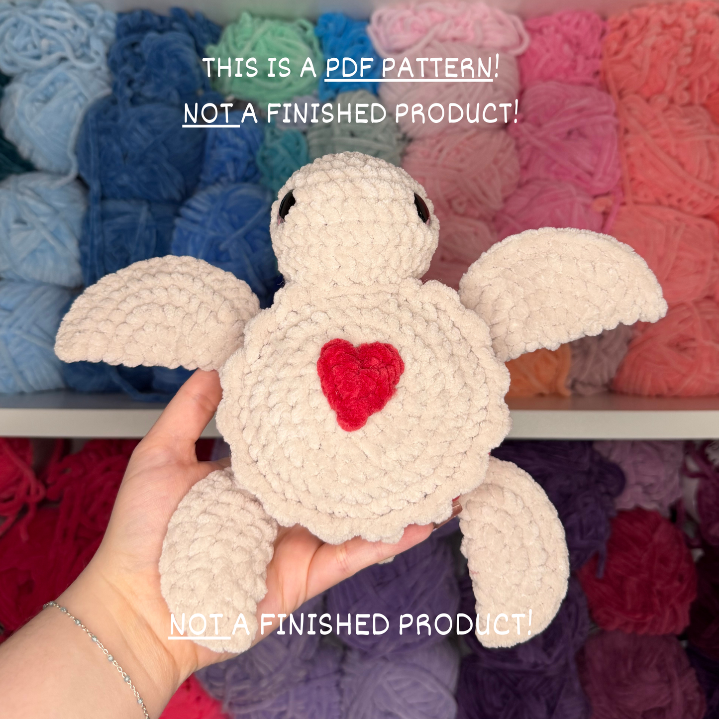 Low - Sew Jelly Heart Cookie Turtle PDF PATTERN | Beginner Friendly Crochet Pattern