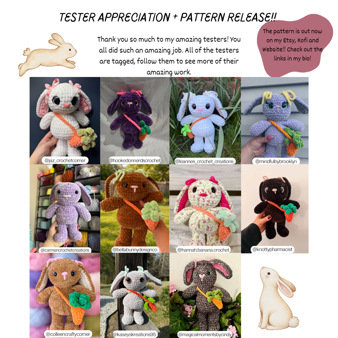 No - Sew Bunny PDF PATTERN | Beginner Friendly Crochet Pattern | Bunny with Carrot Purse