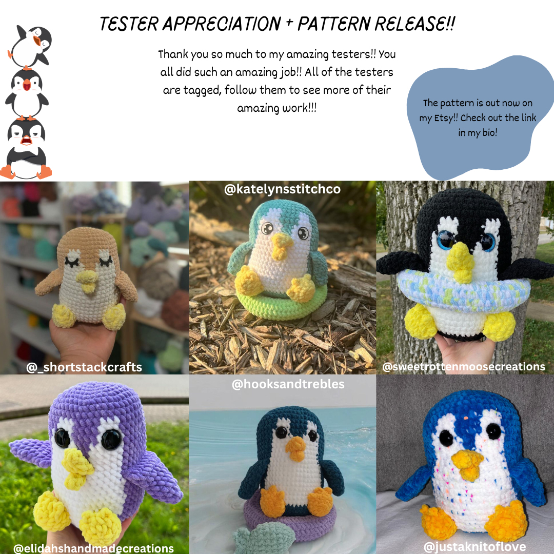 Low - Sew Penguin with Pool Floatie and Fish Crochet PDF PATTERN! | Beginner Friendly Crochet Pattern