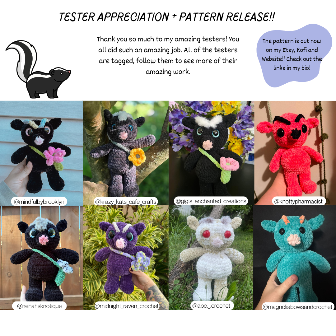 Low - Sew Skunk PDF PATTERN | Beginner Friendly Crochet Pattern
