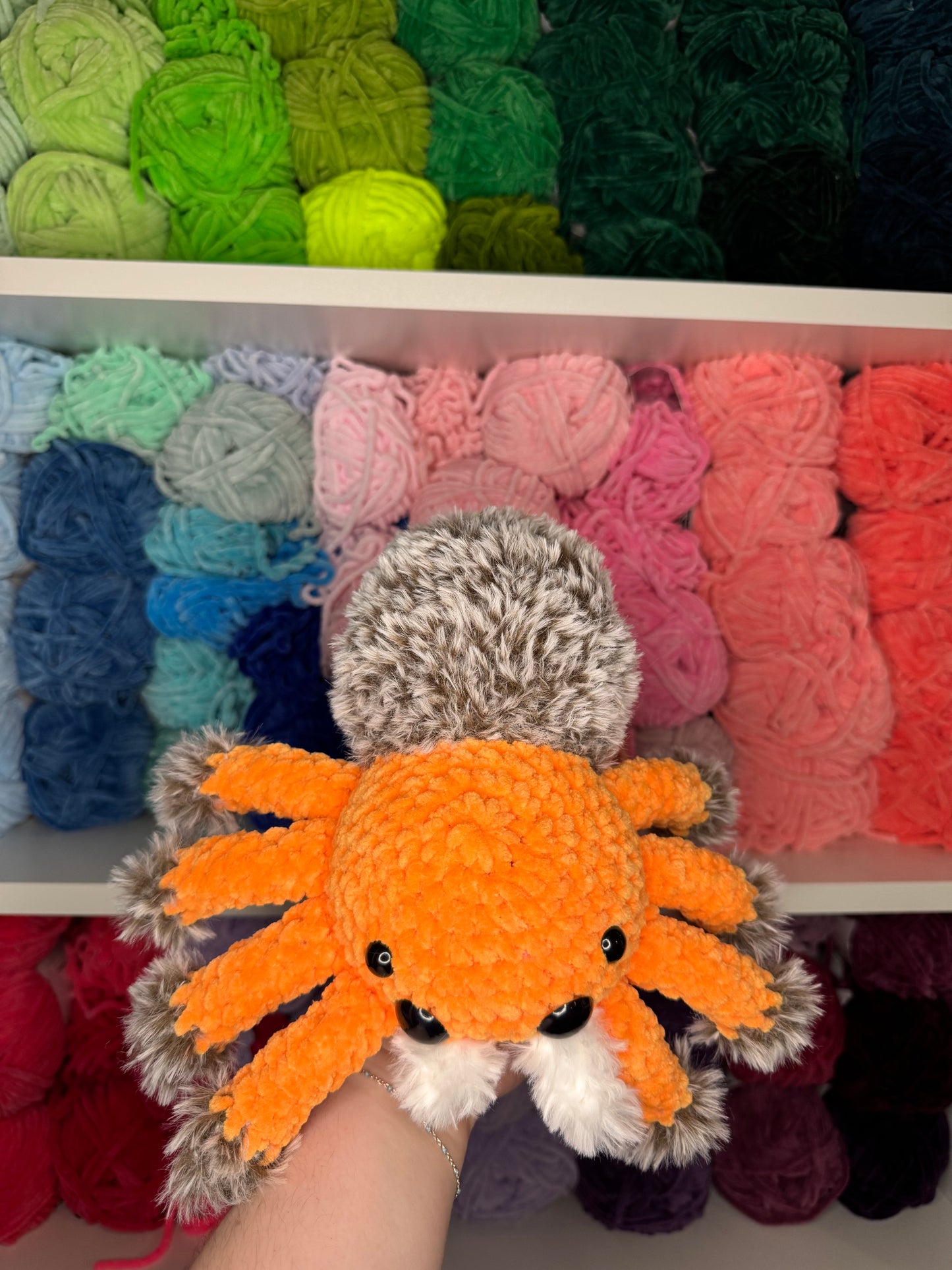 Crochet Fuzzy Orange Spider