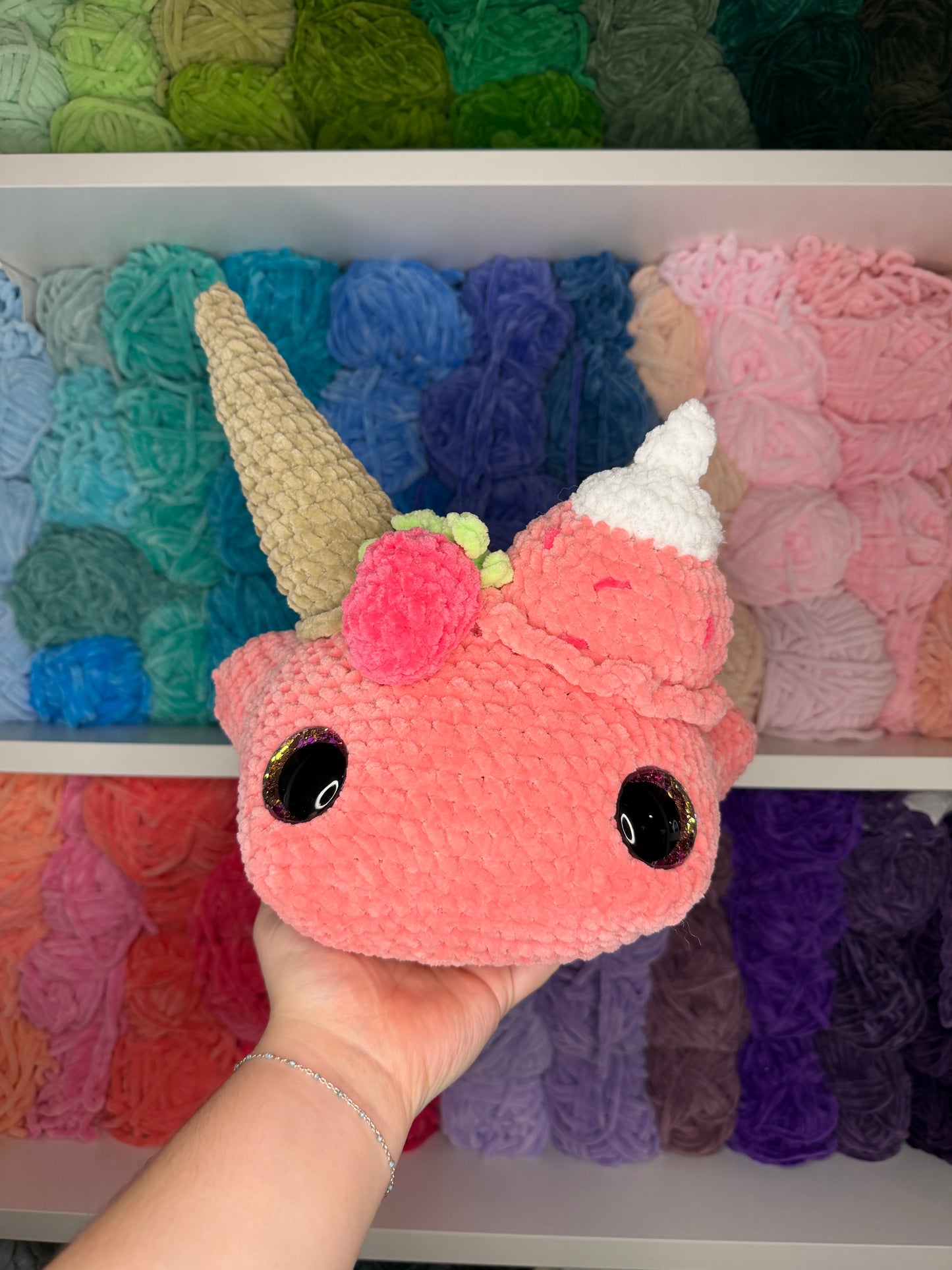 Crochet Strawberry Ice Cream Sundae Stingray