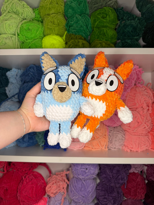 Crochet Dogs Blue + Orange