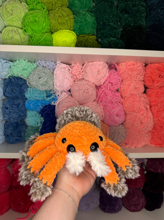 Crochet Fuzzy Orange Spider