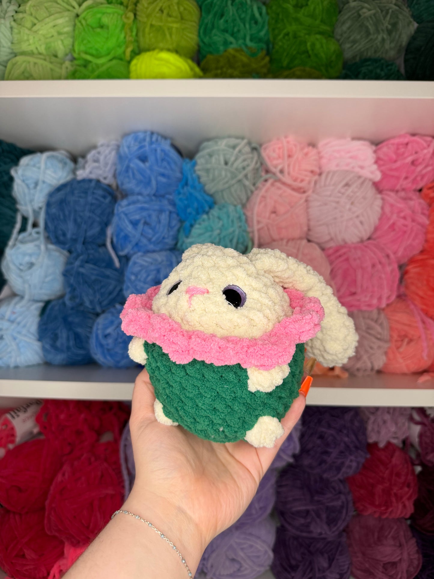 Crochet Flower Bunnies + Frogs