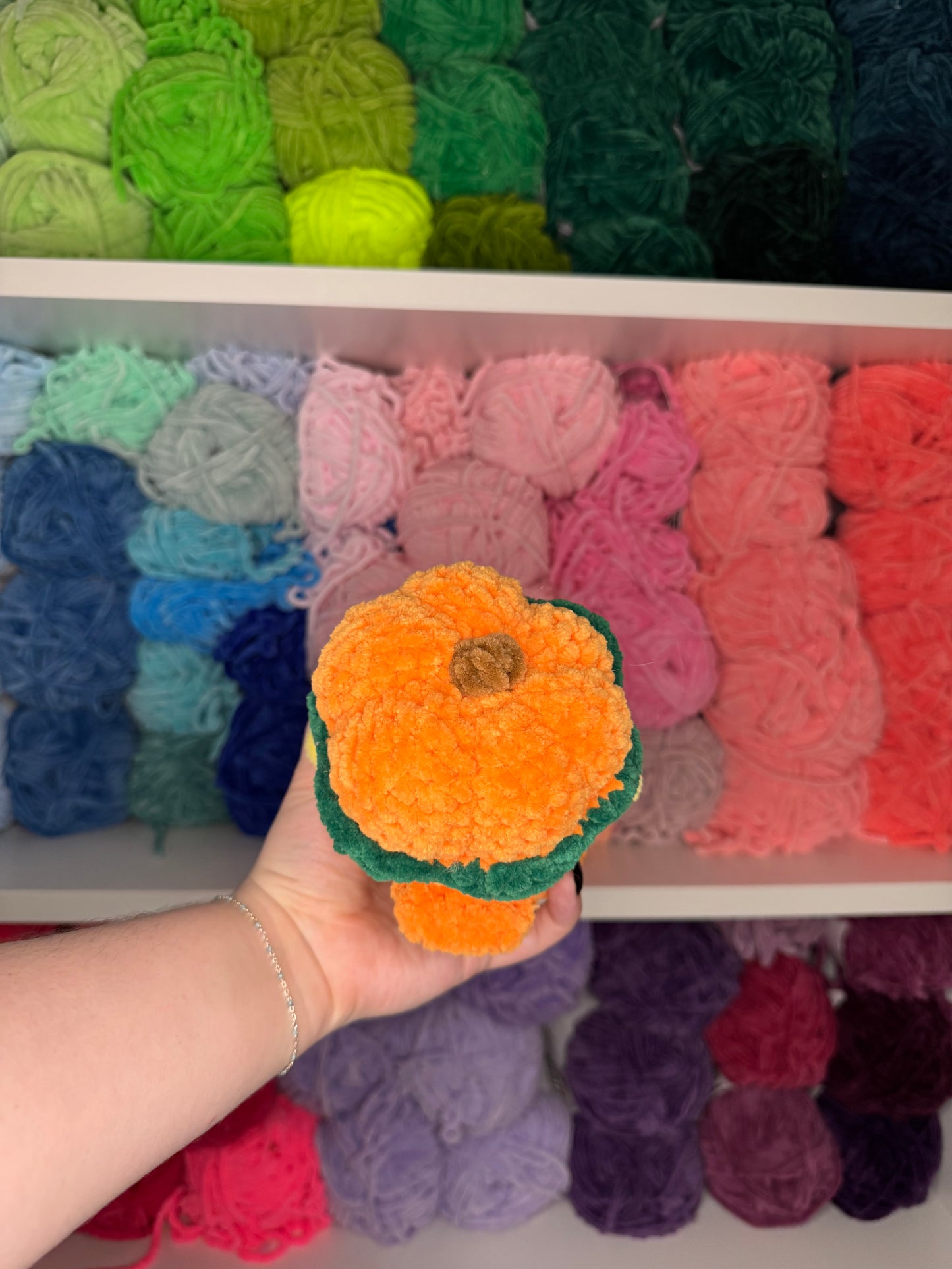Crochet Duck with Pumpkin Hat