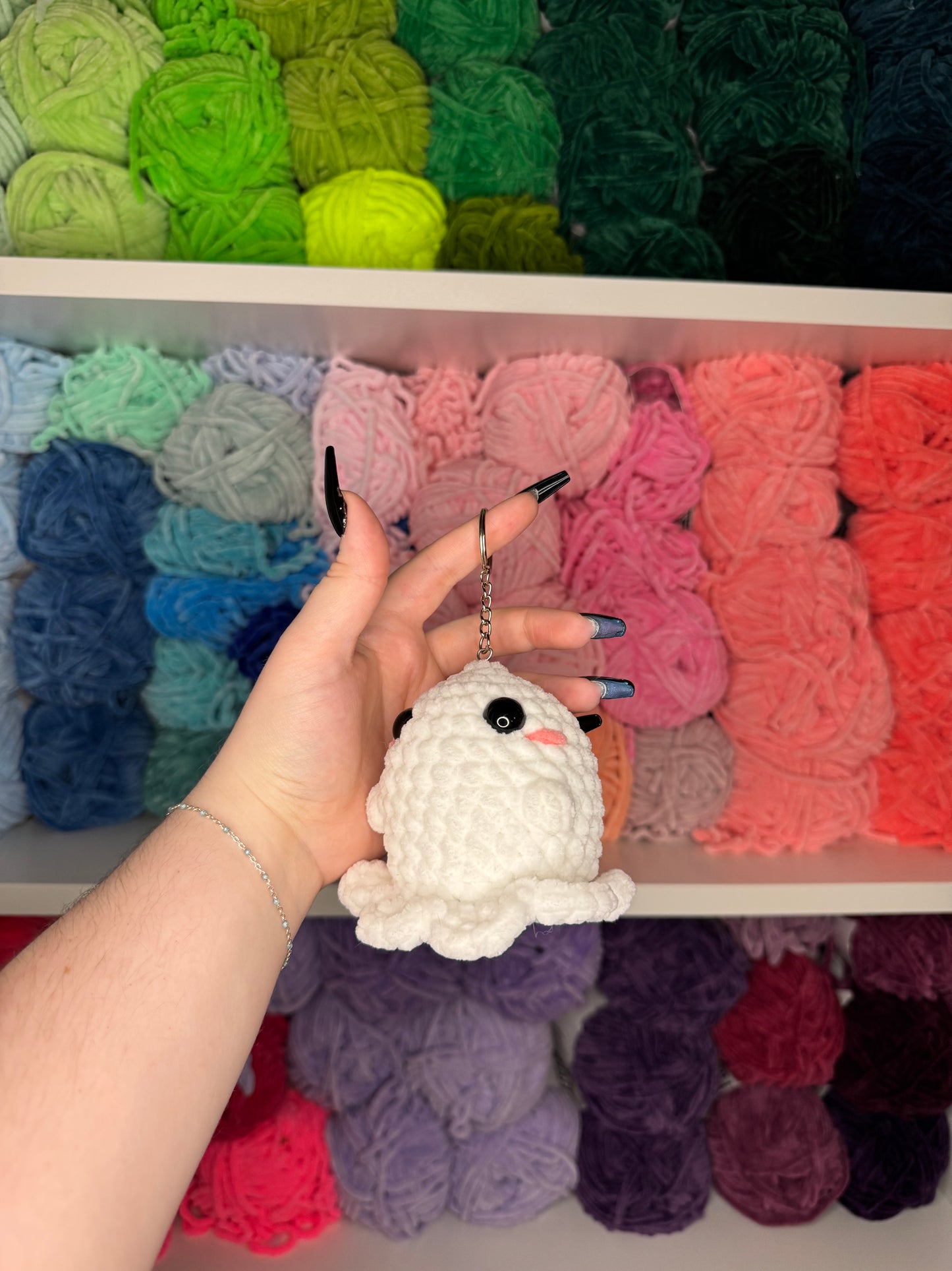 Crochet Mini Ghost Keychain