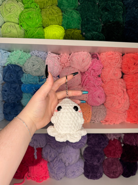 Crochet Mini Ghost Keychain