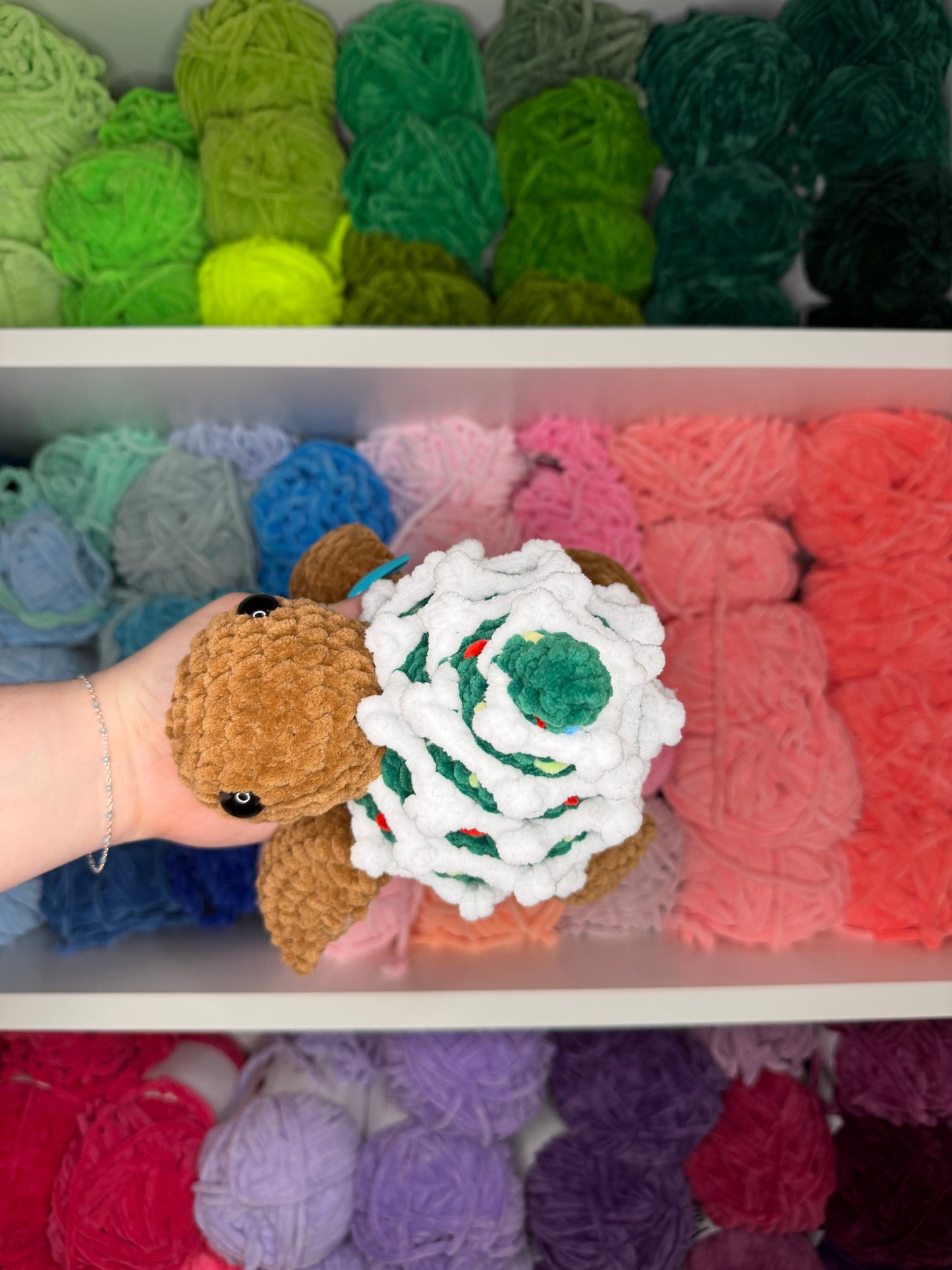 Crochet Christmas Tree Turtle (Snow)