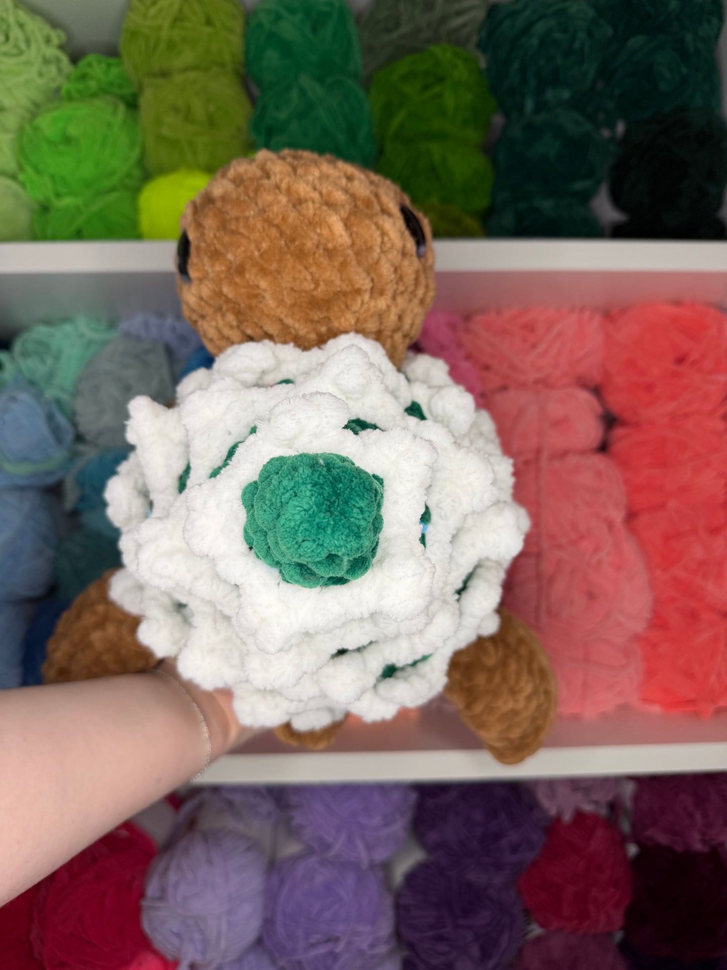 Crochet Jumbo Christmas Tree Turtle (Snow)