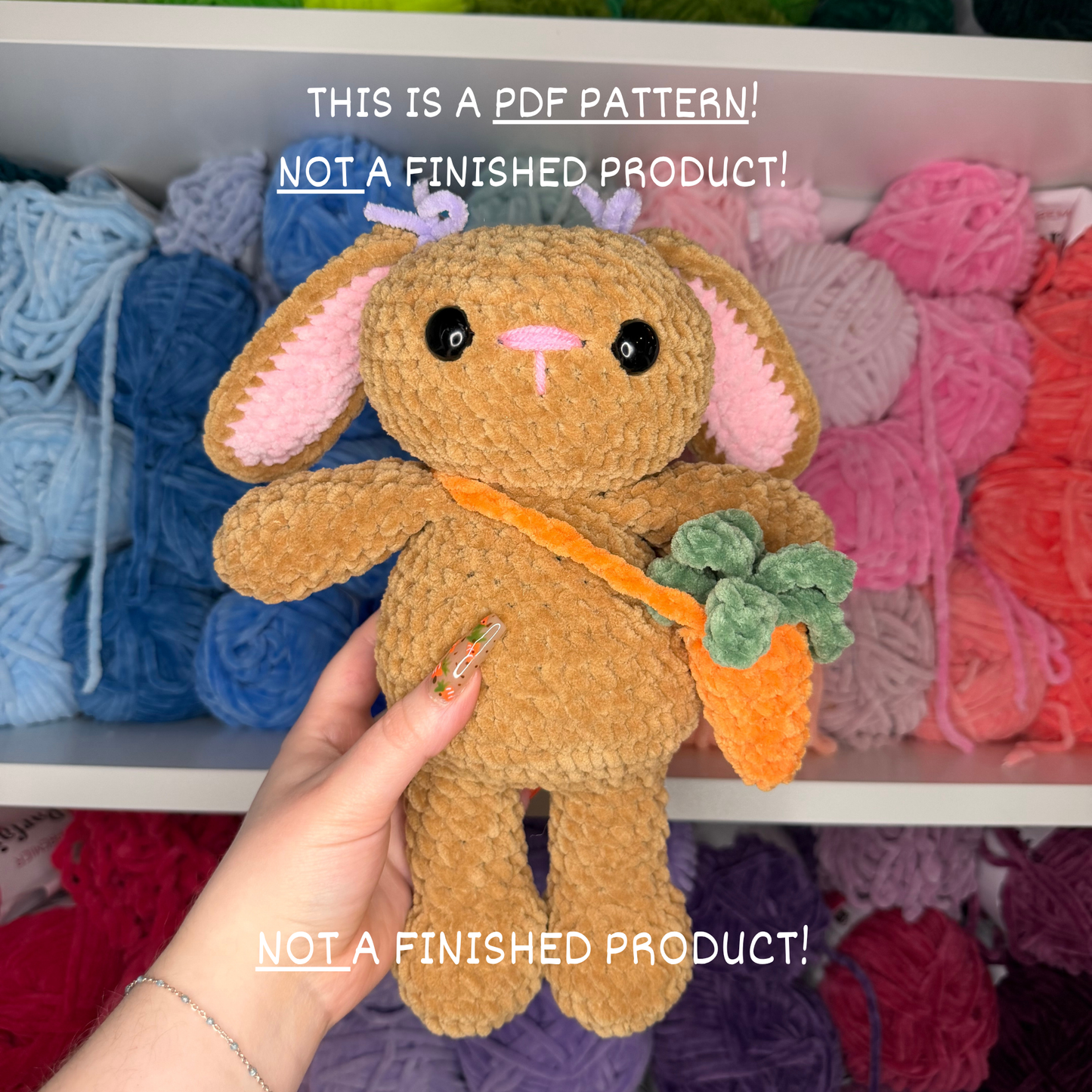 No - Sew Bunny PDF PATTERN | Beginner Friendly Crochet Pattern | Bunny with Carrot Purse