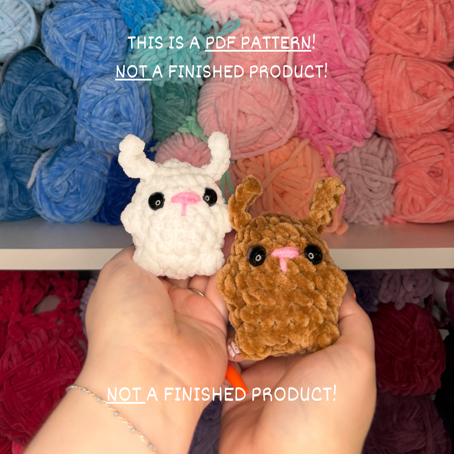 No - Sew Chubby Bunny Car Hanger and Keychain PDF PATTERN | Beginner Friendly Crochet Pattern