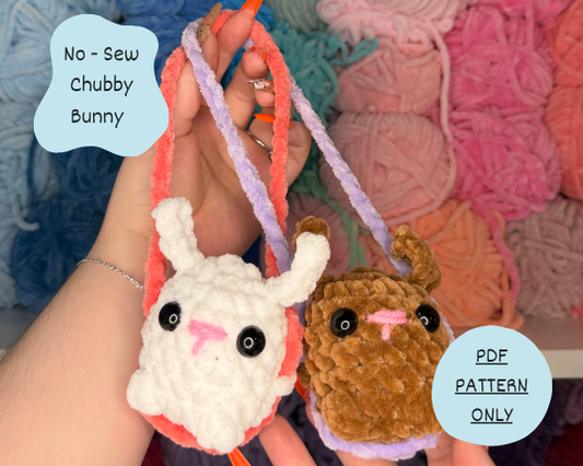 No - Sew Chubby Bunny Car Hanger and Keychain PDF PATTERN | Beginner Friendly Crochet Pattern