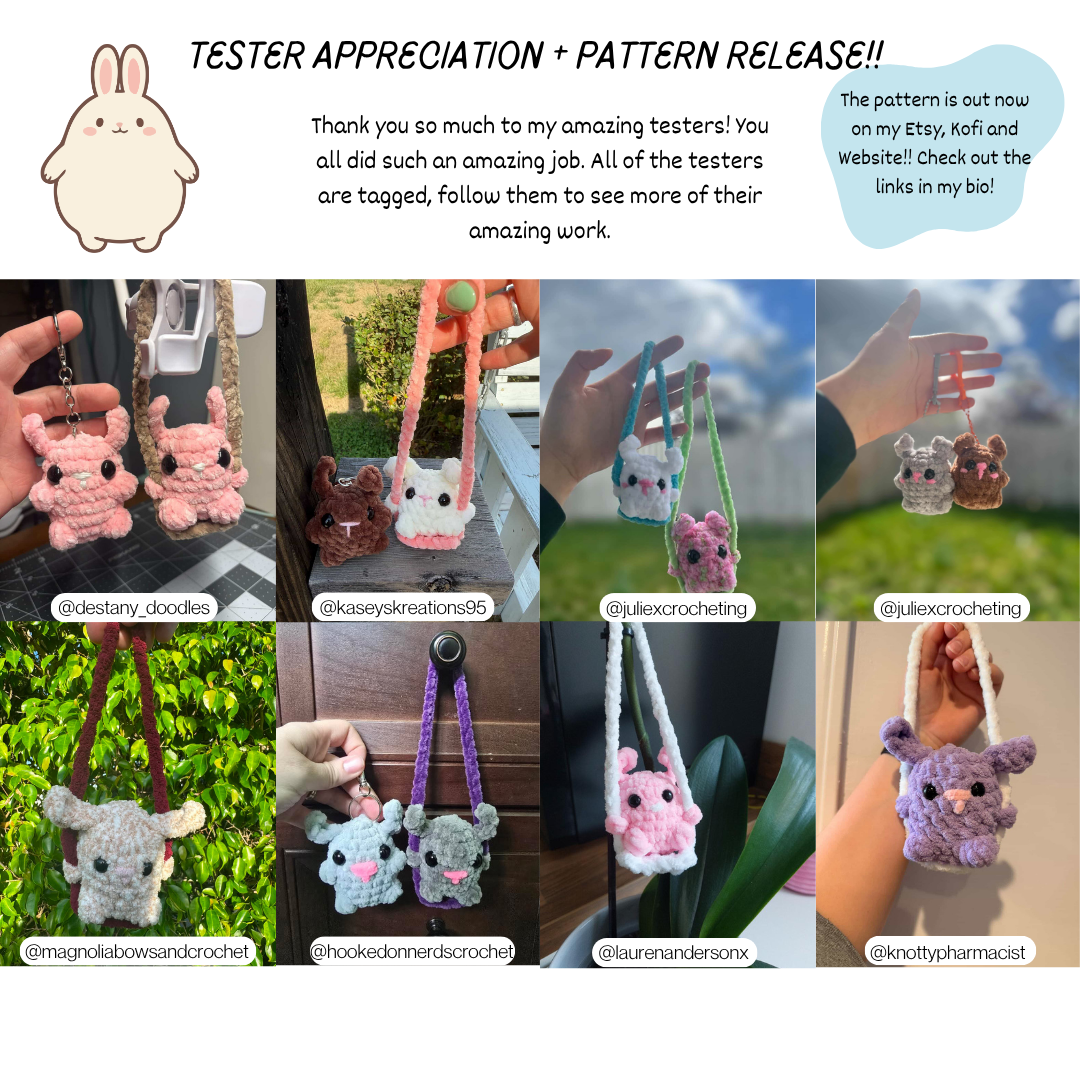 No - Sew Chubby Bunny Car Hanger and Keychain PDF PATTERN | Beginner Friendly Crochet Pattern