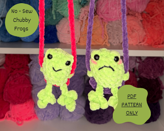No - Sew Chubby Frog Car Hanger and Keychain PDF PATTERN | Beginner Friendly Crochet Pattern