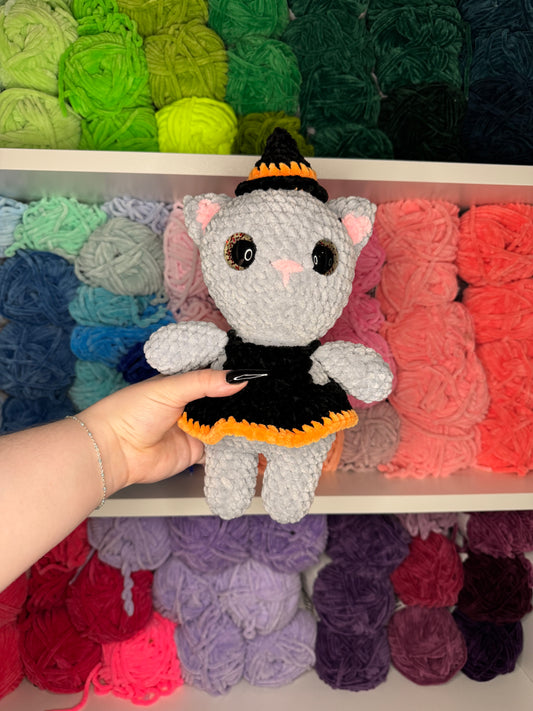 Crochet Grey Witch Cat