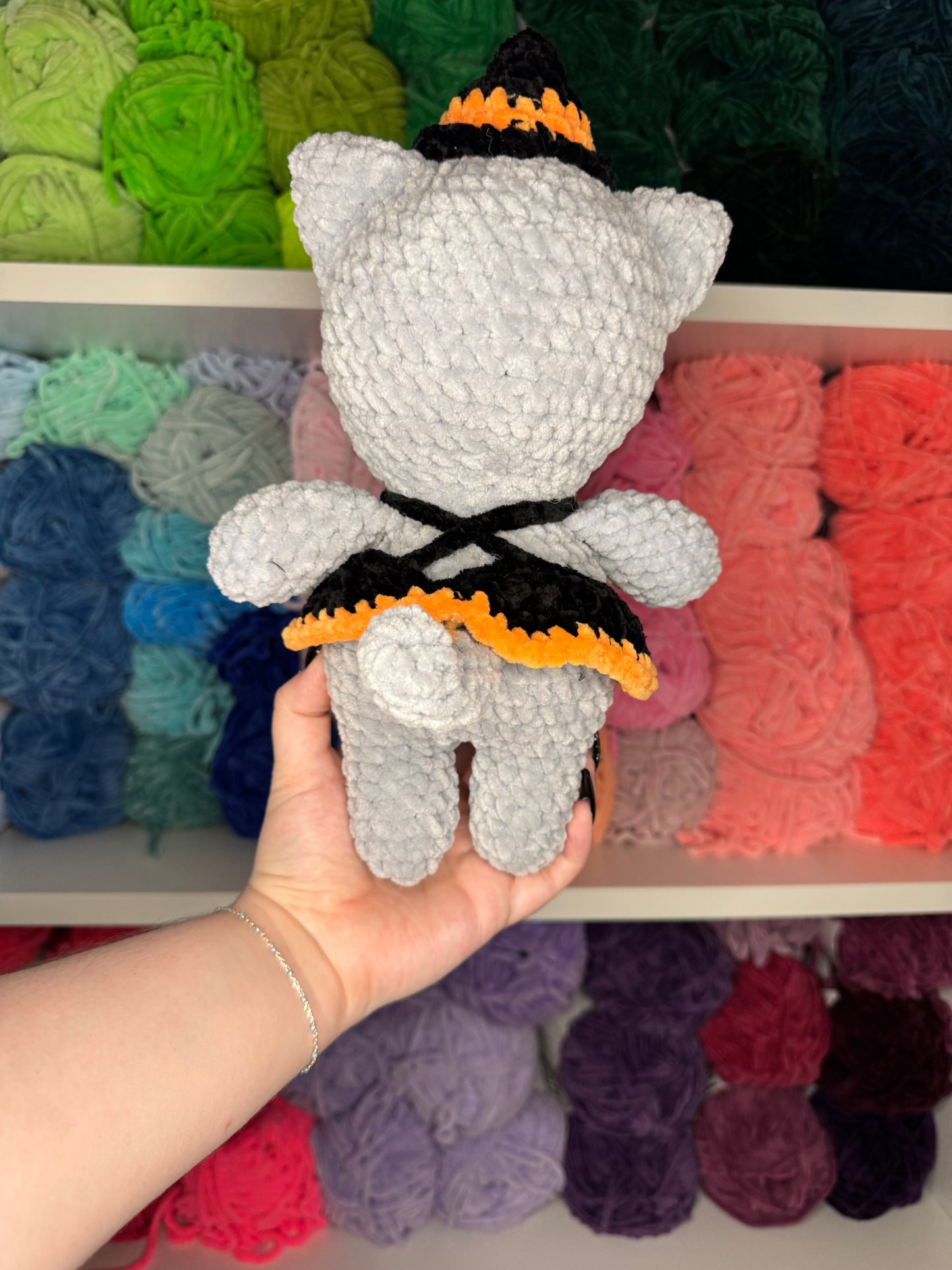 Crochet Grey Witch Cat