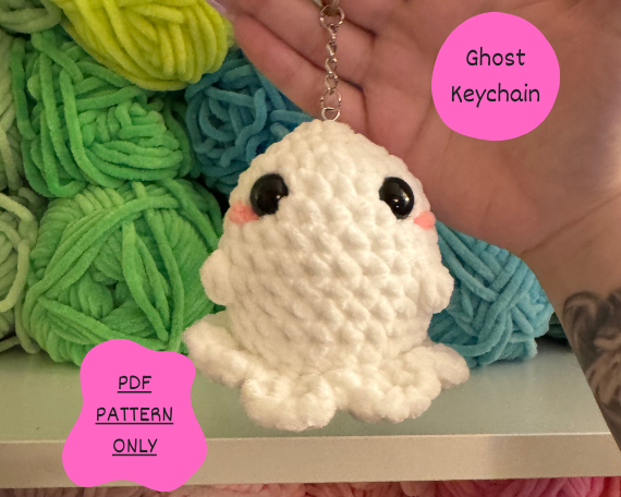 No - Sew Crochet Ghost Keychain Pattern! PDF PATTERN! | Beginner Friendly Crochet Pattern