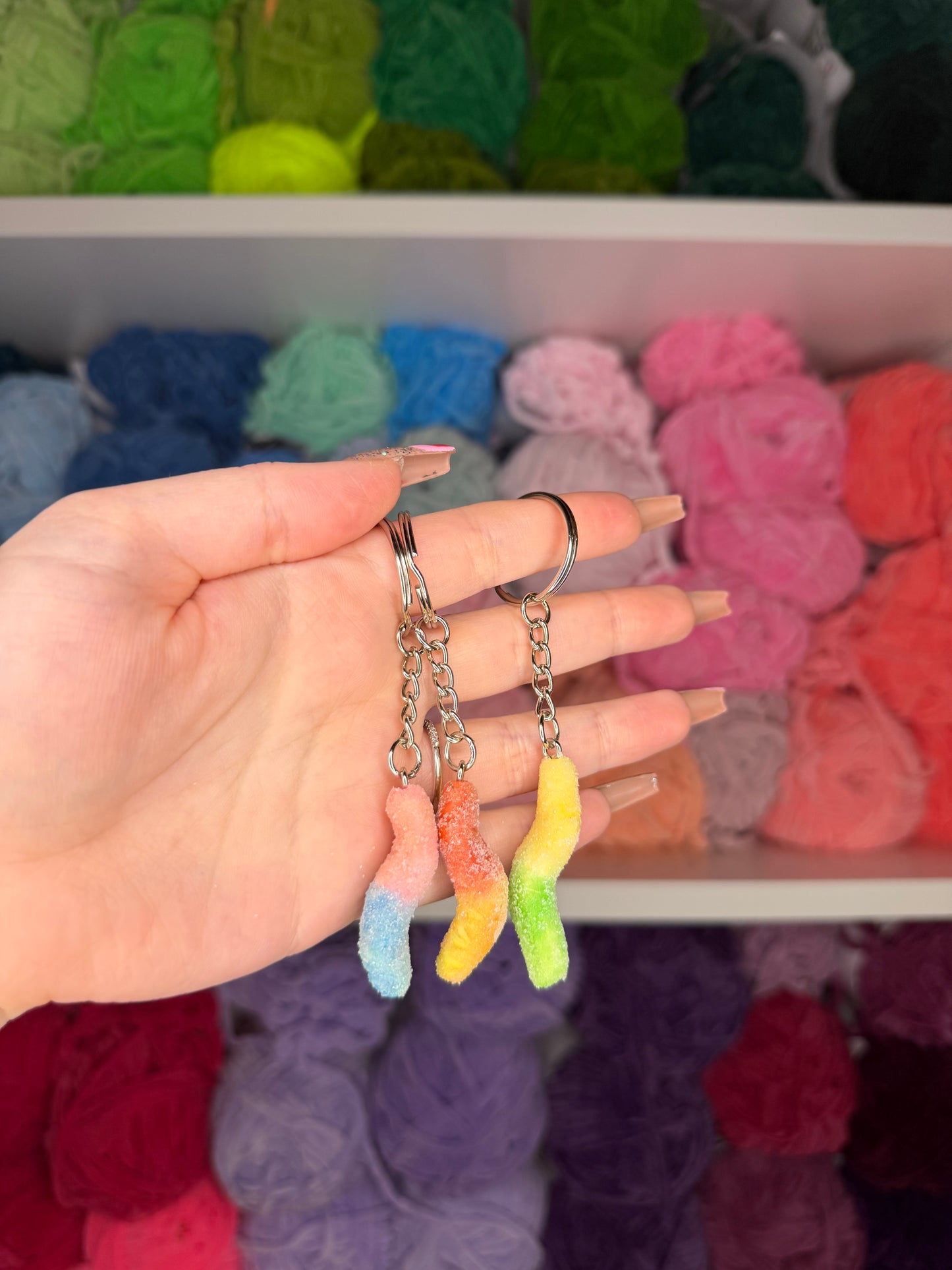 Sour Gummy Worm Keychain or Phone Charm