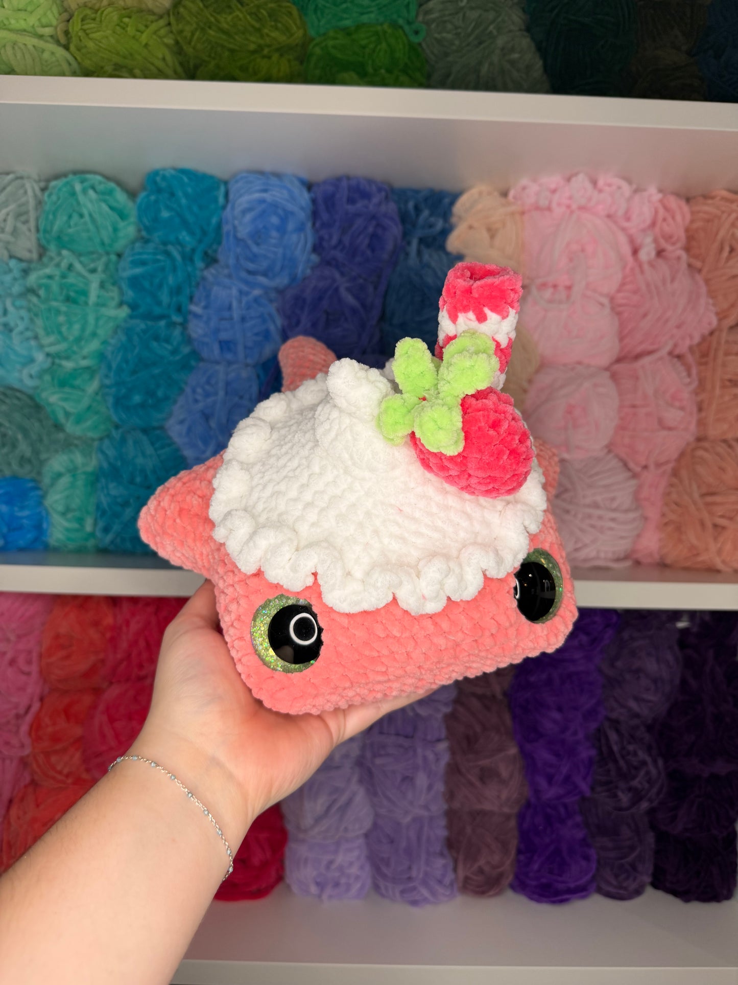 Crochet Strawberry Milkshake Stingray