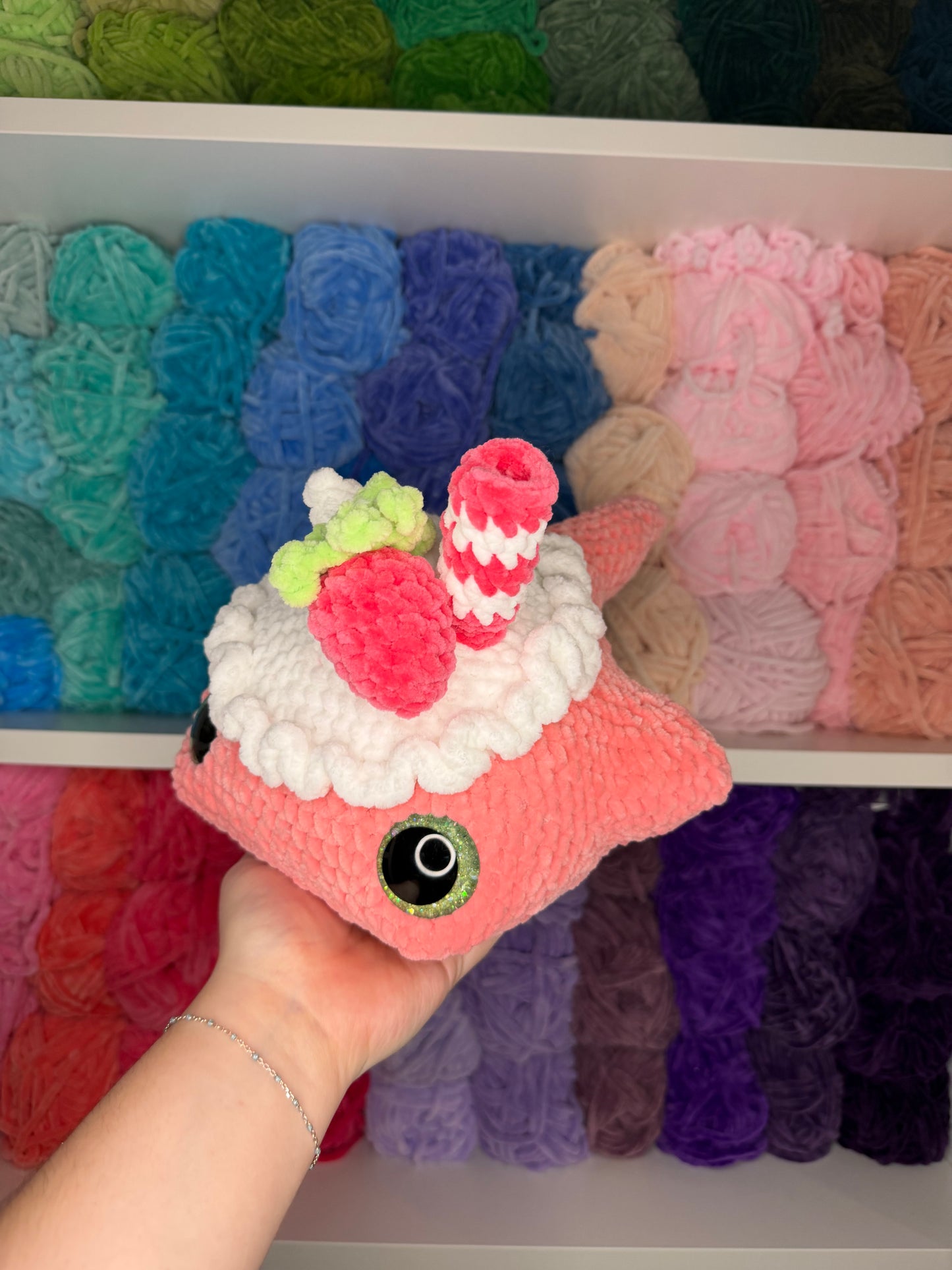 Crochet Strawberry Milkshake Stingray