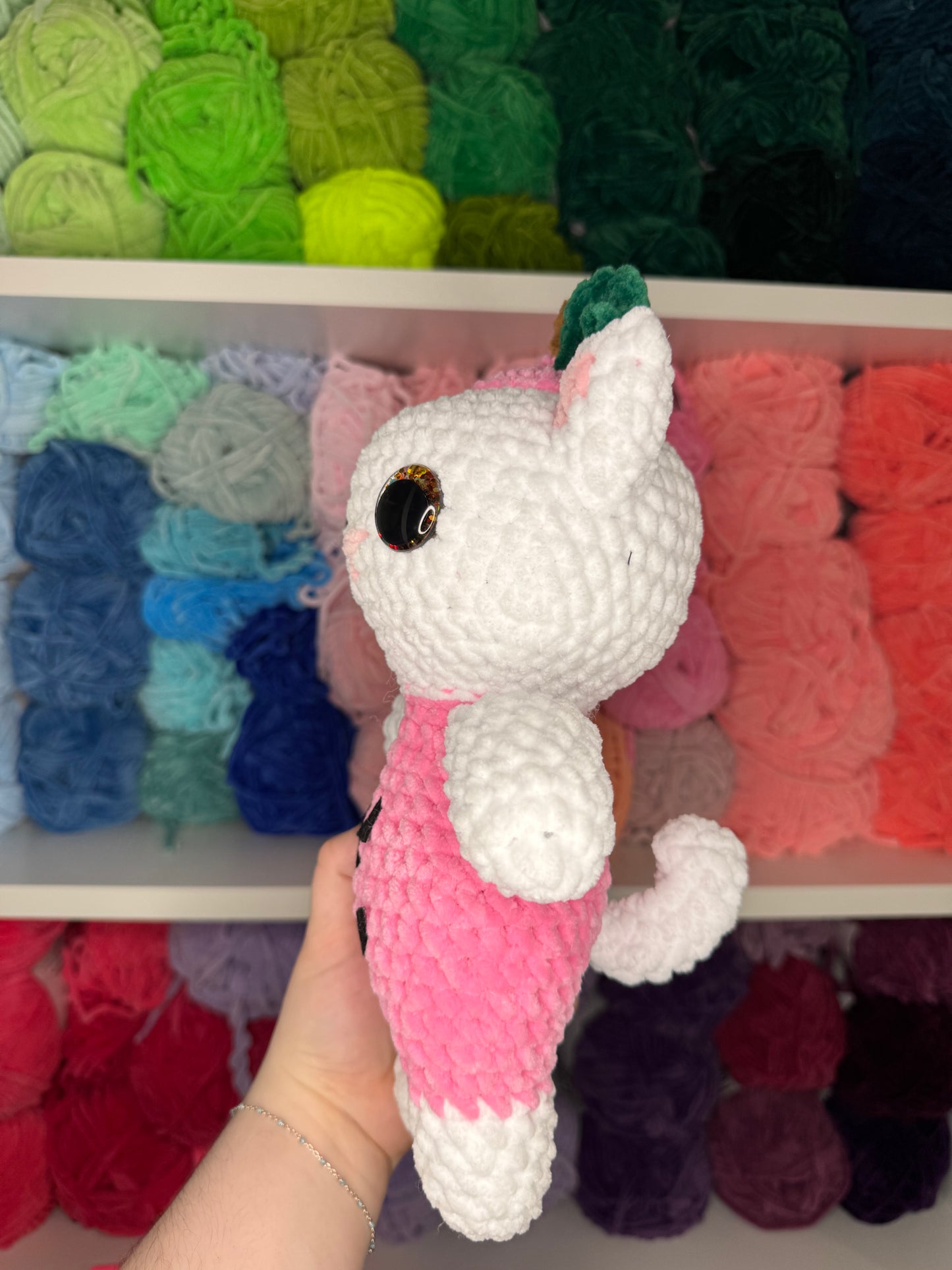 Crochet White Pumpkin Cat
