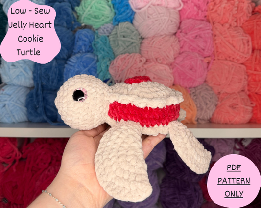 Low - Sew Jelly Heart Cookie Turtle PDF PATTERN | Beginner Friendly Crochet Pattern