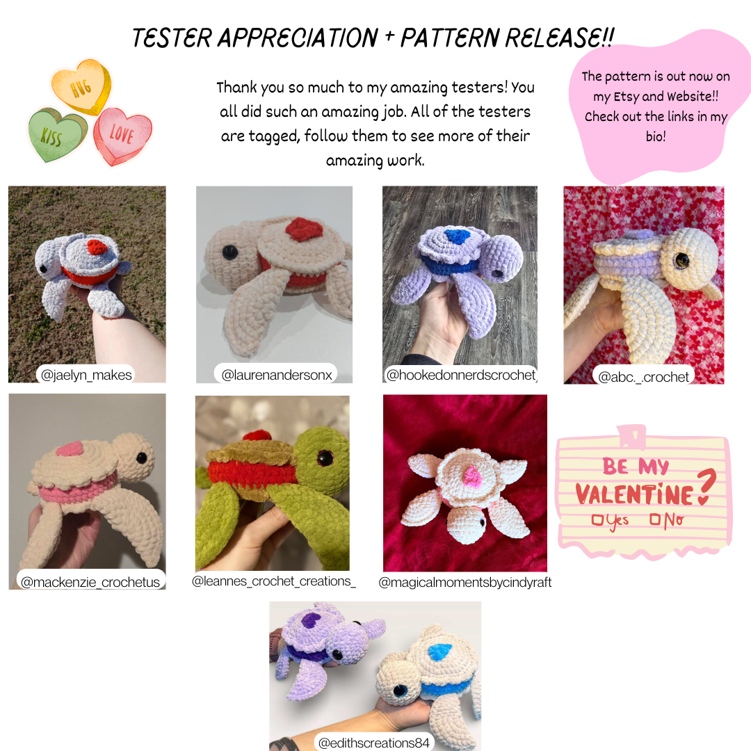 Low - Sew Jelly Heart Cookie Turtle PDF PATTERN | Beginner Friendly Crochet Pattern