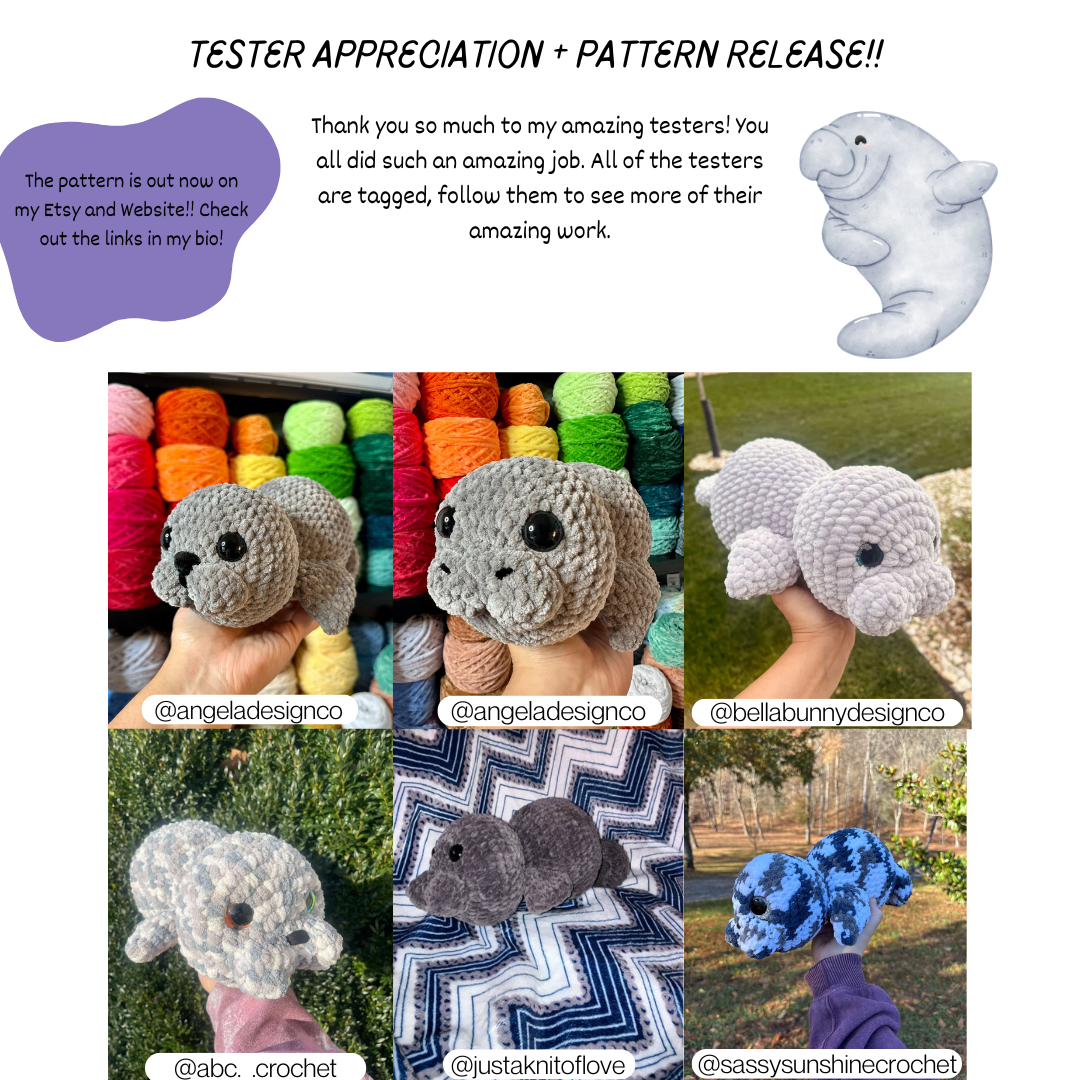 Low - Sew Manatee PDF PATTERN | Beginner Friendly Crochet Pattern