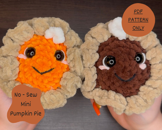 No - Sew Mini Pumpkin Pie PDF PATTERN | Beginner Friendly Crochet Pattern