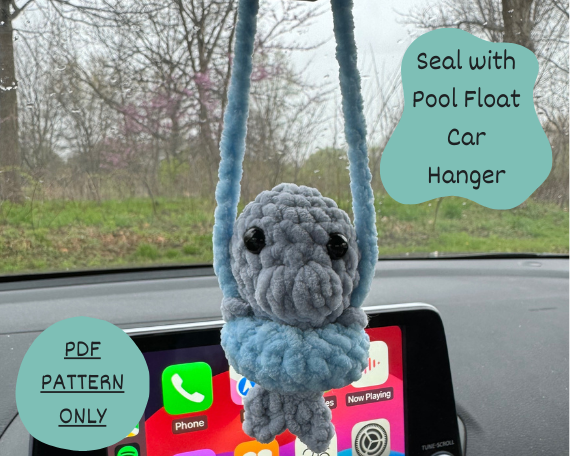 No - Sew Crochet Seal Car Hanger with Pool Float PDF Pattern | Beginner Friendly Crochet Pattern | Crochet Car Hanger | Amigurumi Car Hanger